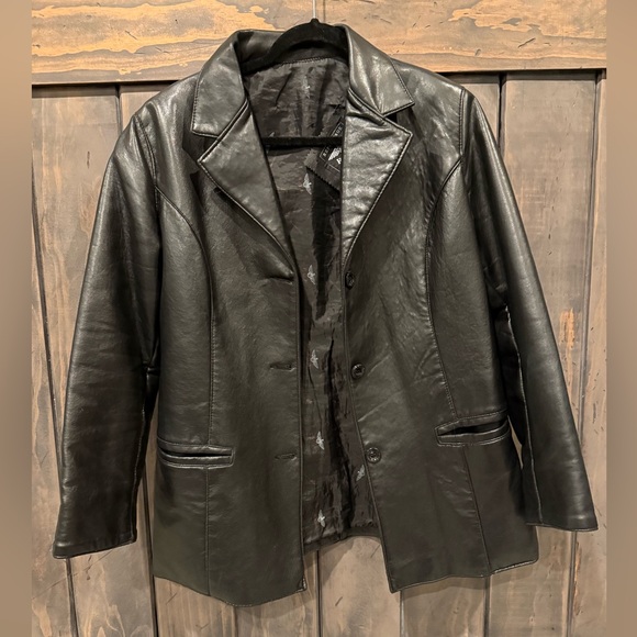 Black Italian Leather coat jacket women’s By Reportage R.G.A - Picture 3 of 8